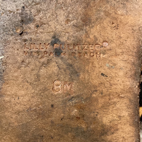 Lilly Pulitzer McKim Sandals sz 8 PB Camel- Don’t change your spots - Picture 4 of 6